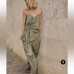 Zara 2pc Co Ord Set ZW COLLECTION TIED JACQUARD PANTS Size Small NWT